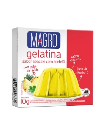 GELATINA COM SUCRALOSE SABOR ABACAXI COM HORTELÃ ZERO AÇÚCAR 10G - MAGRO