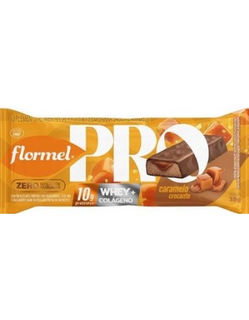 FlormelPro é a mais nova linha da Flormel. A barra de proteína sabor caramelo crocante é coberta com chocolate ao leite e crispi