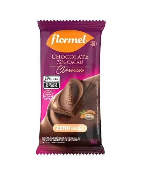 FLORMEL CHOCOLATE AMARGO 72% ZERO 20G D12 M10
